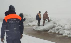 Петербургские спасатели доставляют на берег рыбаков, попавших в метель