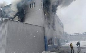 Пожарные Ленобласти ликвидируют огонь в помещении АО "Химик" в Лужском районе