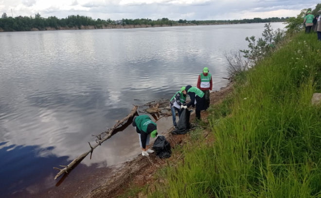 Жители Волхова вышли на очистку берега в рамках «Марафона рек»
