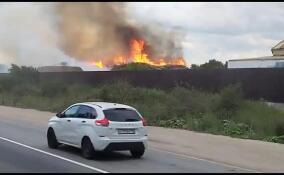 Площадь пожара на полигоне ТБО в Виллози достигла 800 кв.м.