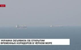 Украина объявила об открытии временных коридоров в Черном море для торговых судов