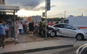В Янино-1 автомобиль отлетел в людей на остановке после ДТП, пострадали 3 ребенка