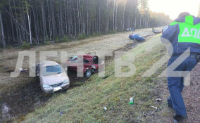 В ДТП на Новоприозерском шоссе попали 15 автомобилей