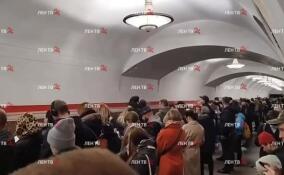 Столпотворение на станции «Площадь Восстания» попало на видео ЛенТВ24