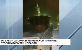 Во время шторма в Керченском проливе столкнулись три корабля