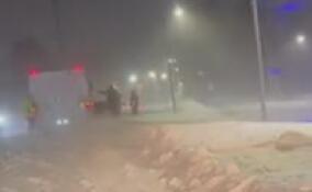 Жители Соснового Бора выталкивали автобус из снежной ловушки – видео