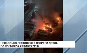 Несколько легковушек сгорели дотла на парковке в Петербурге