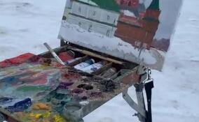 В Староладожском Никольском монастыре продолжается зимний пленэр для художников