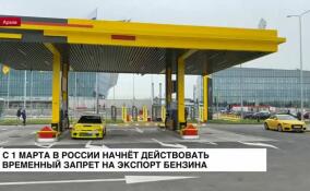 С 1 марта в России начнет действовать временный запрет на экспорт бензина