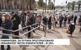 Памфилова: за Путина проголосовало небывалое число избирателей — 87,28%