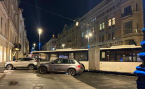 В центре Петербурга автобус врезался в два припаркованных авто