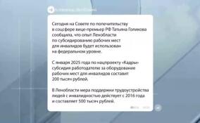 Опыт Ленобласти по субсидированию рабочих мест для инвалидов будет использован на федеральном уровне