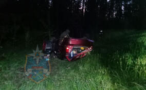 Иномарка съехала в кювет и перевернулась на трассе «Кола»