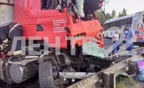 Спасатели деблокировали водителя и пассажира фуры после ДТП с автобусом у Разметелево