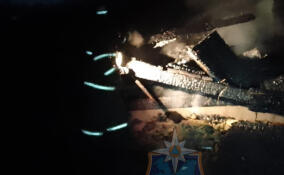 Спасатели доставили пожарных к горящему дому в Лигово