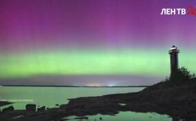 Северное сияние озарило небо над Ленобластью