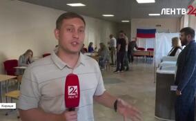 Съемочная группа ЛенТВ24 работает на избирательном участке в Киришах