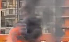 Огонь охватил иномарку в Мурино