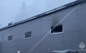 В Мурино пожар охватил производственно-складское здание