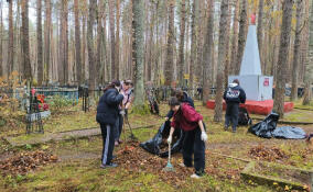 Активисты провели субботник у братской могилы в поселке Рахья