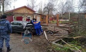 Иномарка врезалась в столб в Приозерске