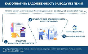 Леноблводоканал простит пени абонентам при погашении долгов до 25 декабря