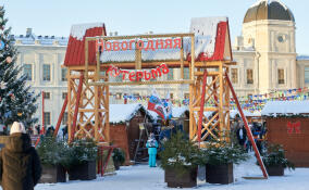 Перед Гатчинским дворцом проходит уютная новогодняя ярмарка