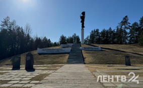 Юные ленинградцы возложили цветы к мемориалу «Партизанская слава» в Лужском районе