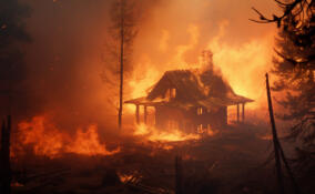 В Федоровском около часа тушили горящую баню