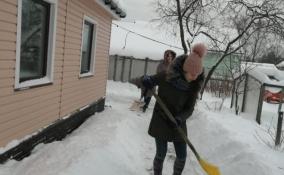 В Ленобласти волонтеры помогают пожилым людям убирать снег у дома