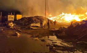 В Ломоносовском районе ночью тушили пожар на 2000 «квадратах»