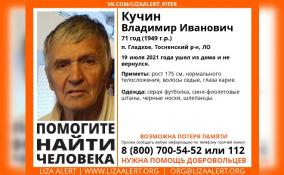 В Тосненском районе сегодня ушел и не вернулся 71-летний Владимир Кучин