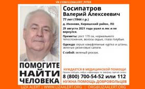 С 29 августа в Ленобласти разыскивают 77-летнего пенсионера