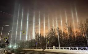 Жители Янино запечатлели яркие «световые столбы»