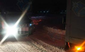 Во Всеволожском районе спасатели вытаскивали застрявший в снегу автомобиль с пятью людьми
