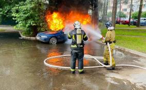 Пожарные Ленобласти тушили полыхающий в Сертолово автомобиль 85-летней женщины